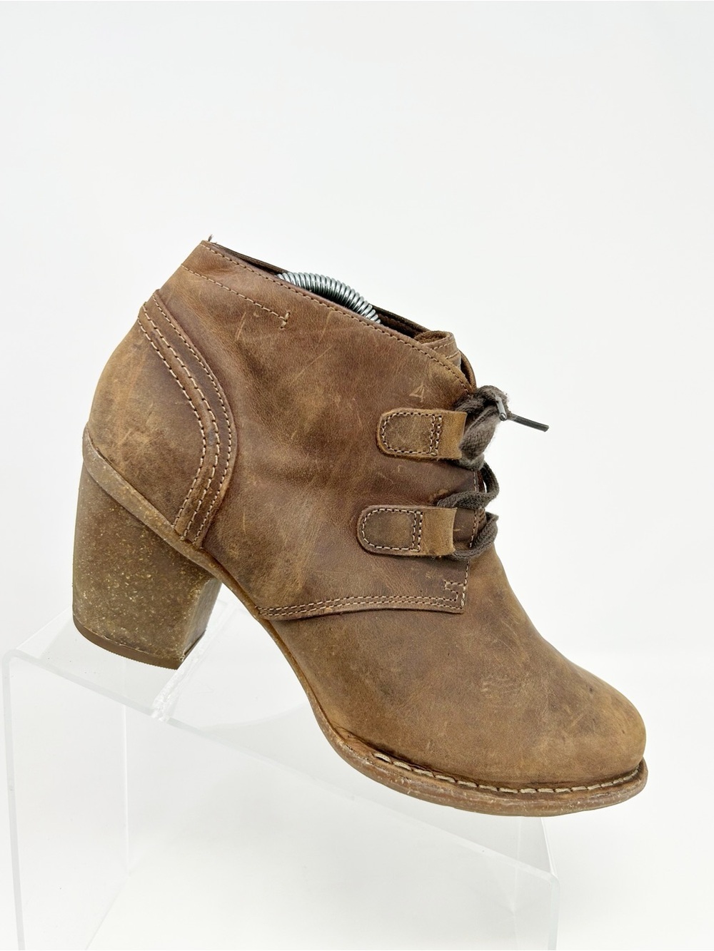 Clarks Artisan Carleta Lyon Womens Brown Lace-Up Ankle Booties Block Heel 10W